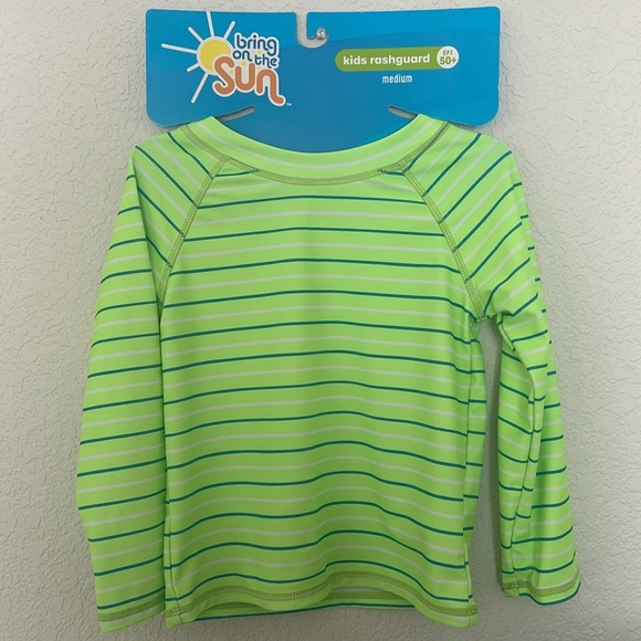 Bring on the Sun— Kids Rashguard Blue/Green Shirt Size Medium- NWT - Picture 1 of 2